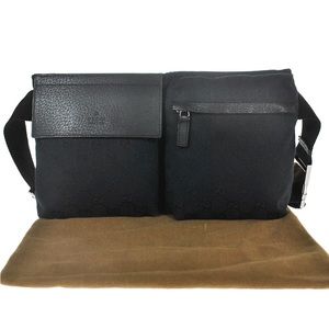 Authentic Gucci black waist bag fanny pack bum bag